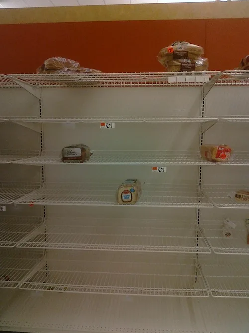 Hurricane Irene Empty Bread Shelves