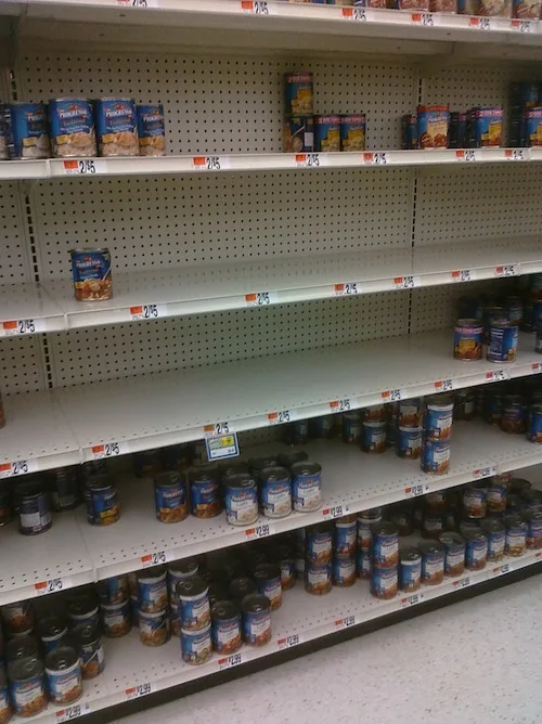 Hurricane Irene Empty Soup Shelves