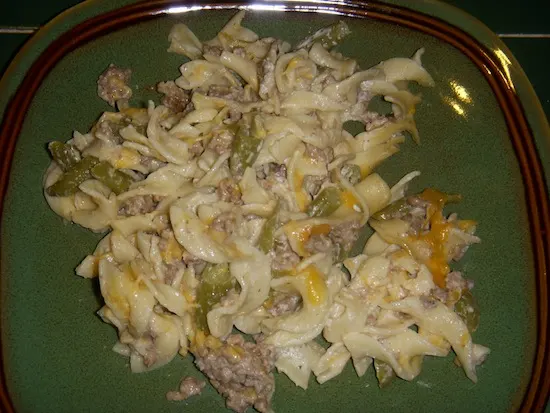 valmgs Sour Cream Green Bean Cheese Ground Beef Casserole