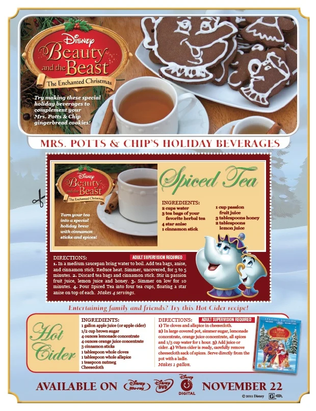Beauty And The Beast Enchanted Christmas Holiday Beverage recipes Beauty And The Beast Enchanted Christmas Holiday Beverage recipes