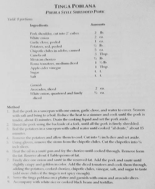 CIA Tinga Poblana Recipe