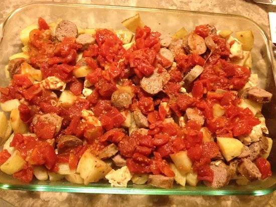 Cheesy Sausage Chicken And Potatoes Recipe
