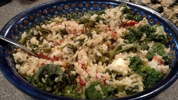 Minute Rice Brown Rice Kale Roasted Tomato And Feta Salad - #MinuteMeals event #sponsored