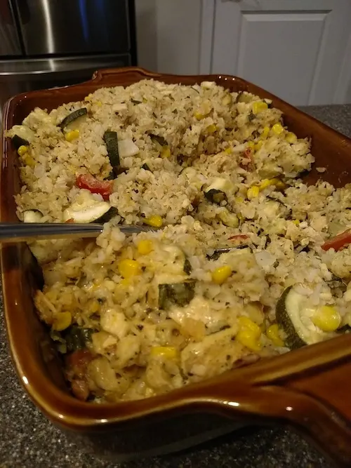 Minute Rice Summer Vegetable And Rotisserie Chicken Rice Bake - #MinuteMeals event #sponsored