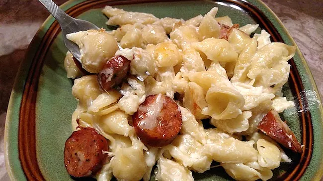 White Cheddar Mac And Cheese With Sausage Recipe From Val's Kitchen