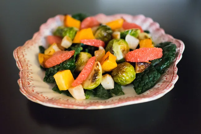 Roasted Veggie Salad with Wonderful Sweet Scarletts Grapefruit-Miso Vinaigrette Recipe