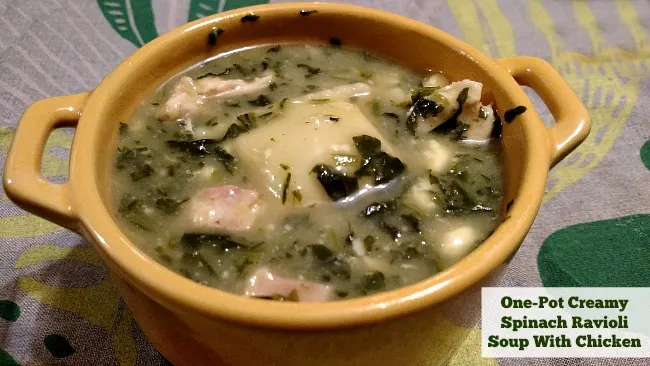 One-Pot Creamy Spinach Ravioli Soup With Chicken #Recipe For Ninja 3-in-1 Cooking System From Val's Kitchen