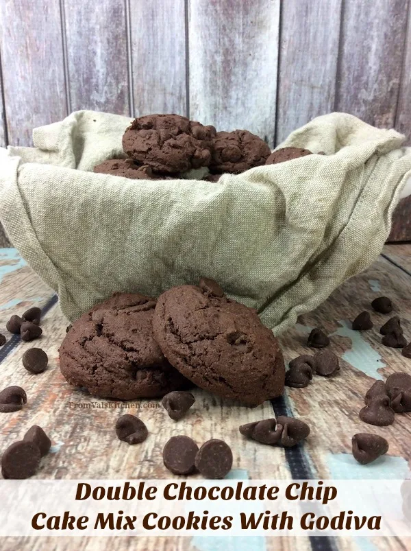 Double Chocolate Chip Cake Mix Cookies With Godiva Recipe From Val's Kitchen