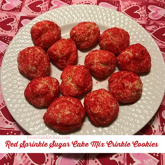 Red Sprinkle Sugar Cake Mix Crinkle Cookies Recipe From Val's Kitchen
