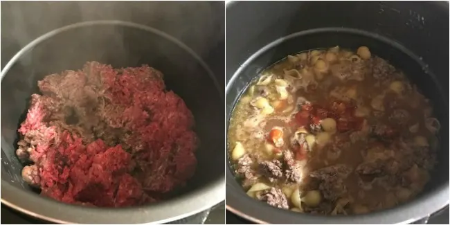 Pressure Cooker Bacon Cheeseburger Pasta Recipe From Val's Kitchen