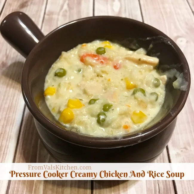 Pressure Cooker Creamy Chicken And Rice Soup Recipe From Val's Kitchen