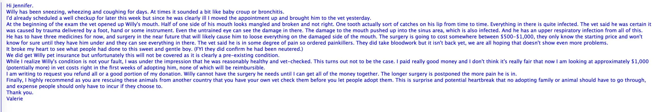 Willy email with rescue