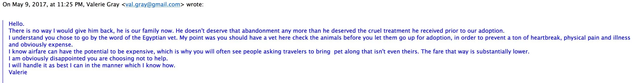 Willy email with rescue