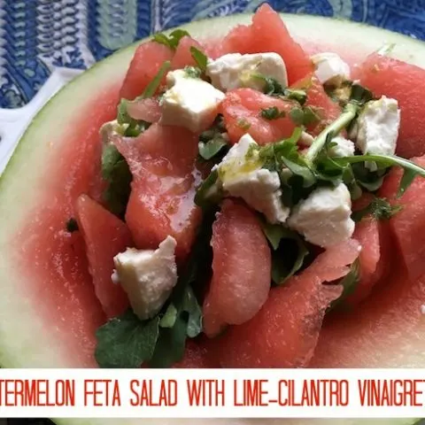Watermelon Feta Salad with Lime-Cilantro Vinaigrette Recipe
