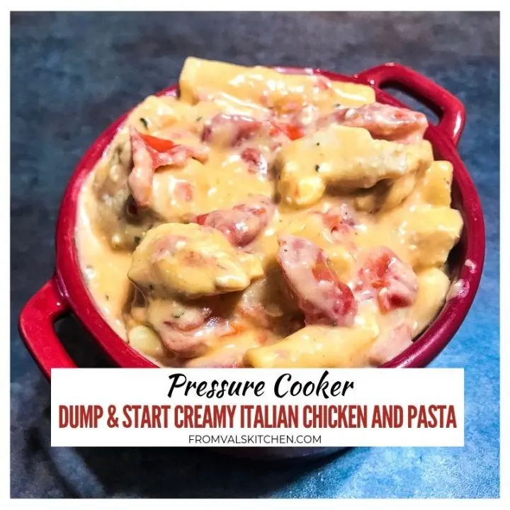 Pressure Cooker Dump and Start Creamy Italian Chicken And Pasta Recipe From Val's Kitchen