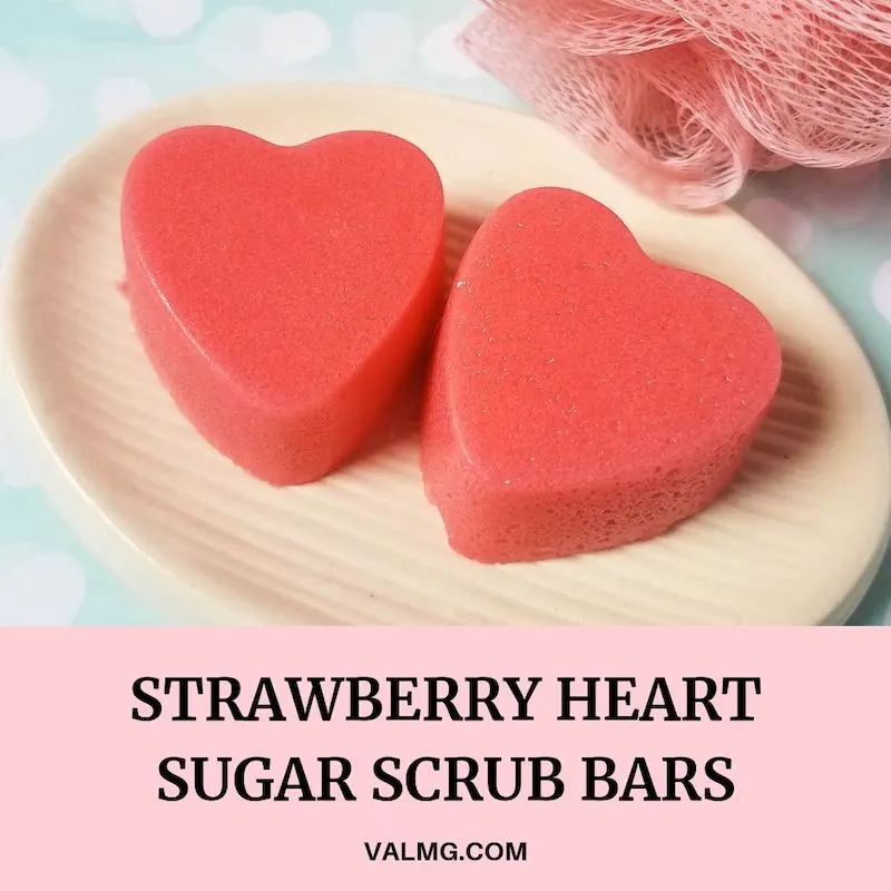 DIY Strawberry Heart Sugar Scrub Bars