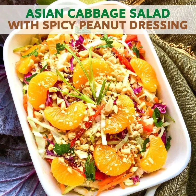 Asian Cabbage Salad with Spicy Peanut Dressing Recipe