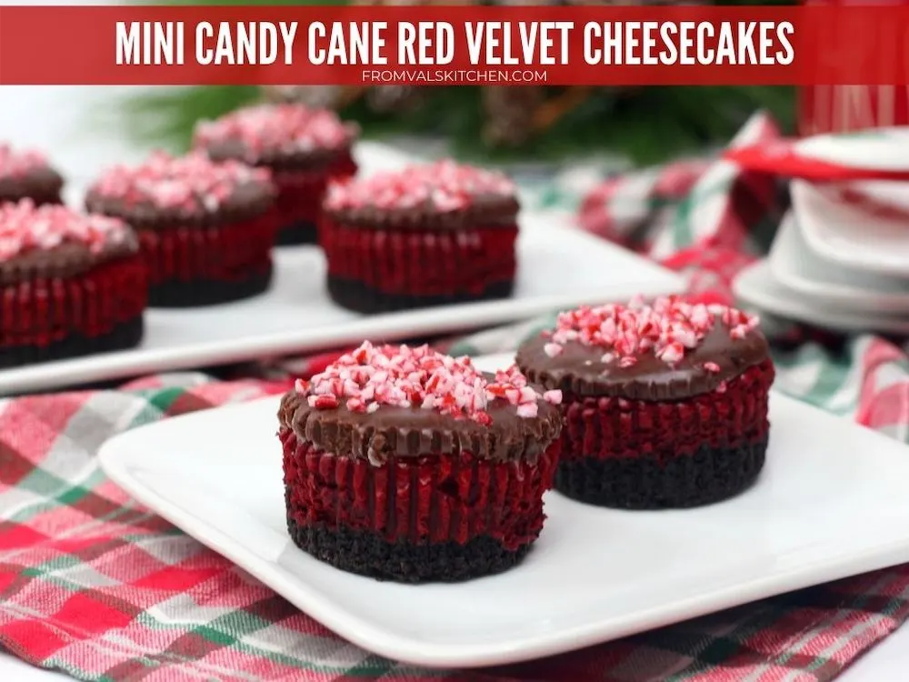 Mini Candy Cane Red Velvet Cheesecakes Recipe