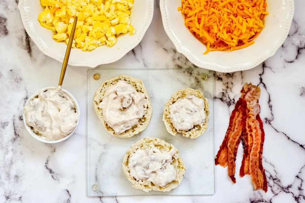 Air Fryer English Muffin Breakfast Pizza recipe